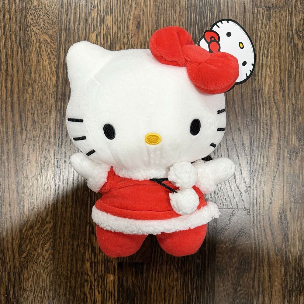 Hello Kitty Plush Stuffed Animal White Cat Red Dress Christmas Outfit w/ Tag